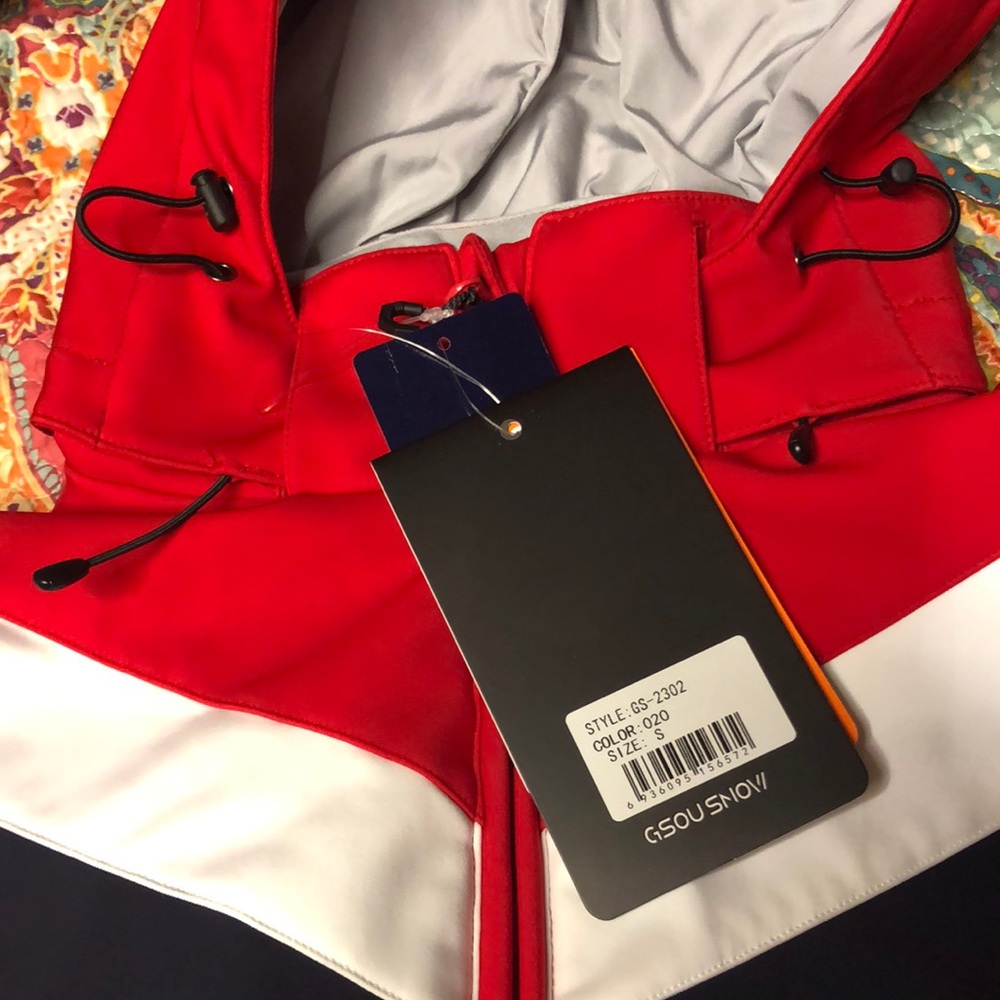 Vibrant Red and White Weather-Resistant Jacket